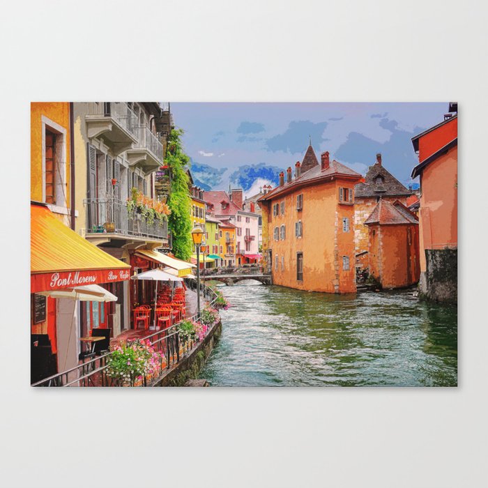 Annecy France Waterway Building Architecture #1 Canvas Print