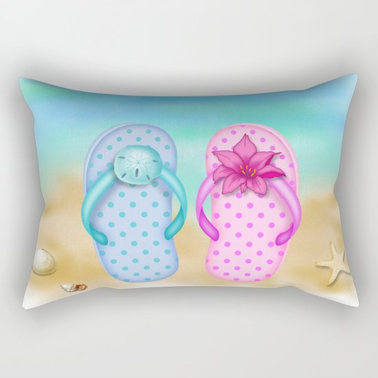 Beach & summer slippers Rectangular Pillow