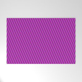 [ Thumbnail: Fuchsia, Purple & Grey Colored Lines Pattern Welcome Mat ]