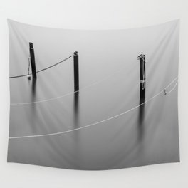 Mooring Poles in Black and White Wall Tapestry