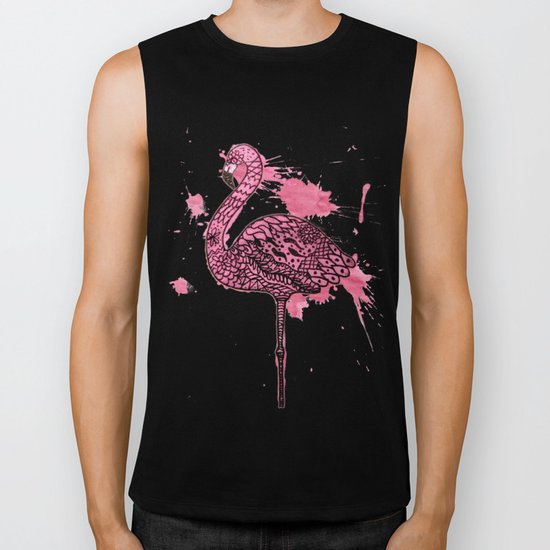 Flamingo Watercolor Print Biker Tank