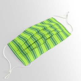[ Thumbnail: Light Green and Sea Green Colored Lines/Stripes Pattern Face Mask ]