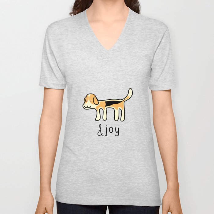Cute Beagle Dog &joy Doodle V Neck T Shirt