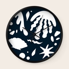 Sea Life | Abstract Illustration | Blue Wall Clock