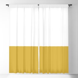 Mustard Yellow and White Solid Color Block Blackout Curtain