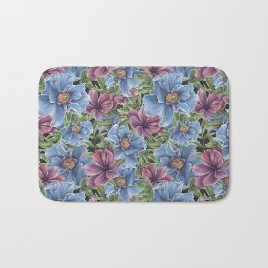 Hibiscus Flowers on Chalkboard Bath Mat