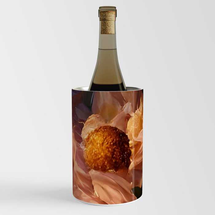 Peonies in Midnight, Peach, and Gold Wine Chiller