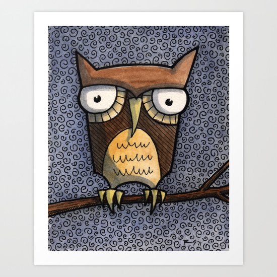 owl at night Art Print