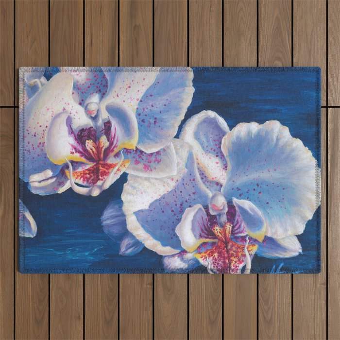 Two White Orchids Outdoor Rug