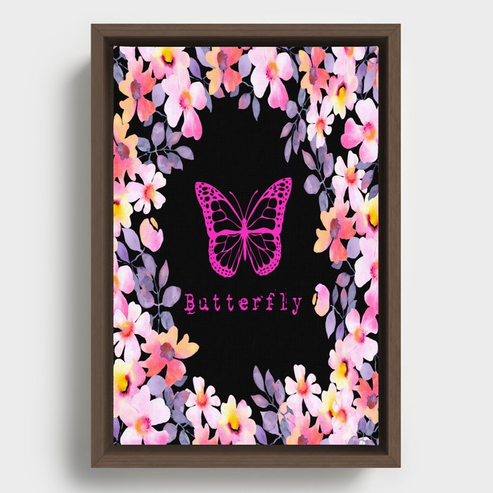 Pink butterfly Framed Canvas