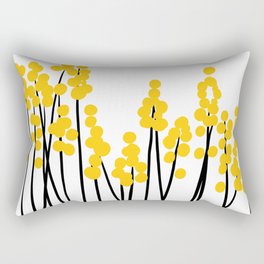 Hello Spring! Yellow/Black Retro Plants on White #decor #society6 #buyart Rectangular Pillow