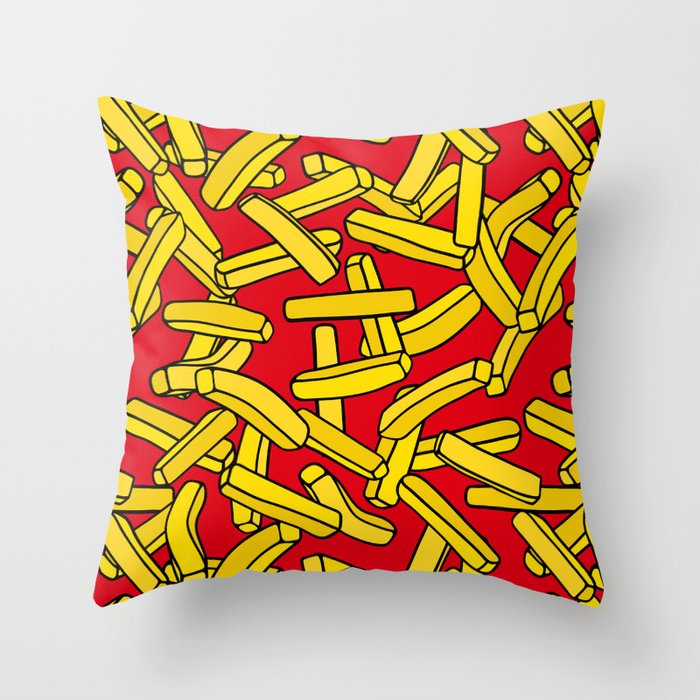 French Fries on Red Throw Pillow