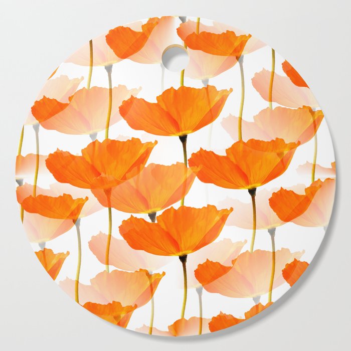 Orange Poppies On A White Background #decor #society6 #buyart Cutting Board