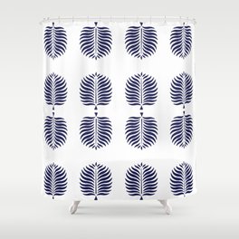 TROPICAL PALMS . WHITE + RESORT BLUE Shower Curtain