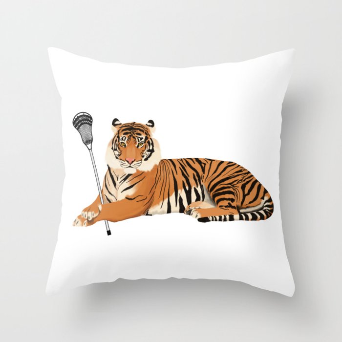Lacrosse Tiger Throw Pillow