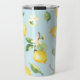 Lemons on a sky blue background Travel Mug