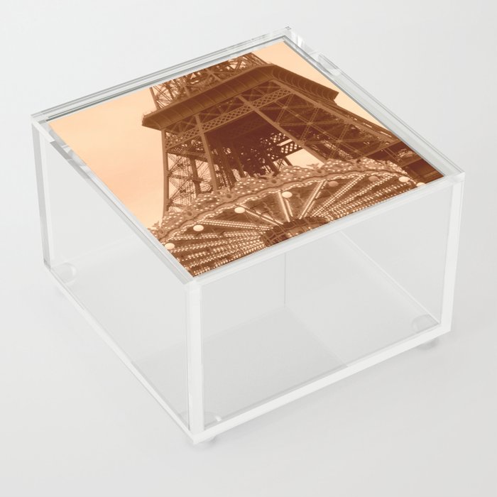 Eiffel Tower Carousel in sepia  Acrylic Box