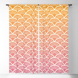Japanese Seigaiha Wave - Orange & Pink Blackout Curtain