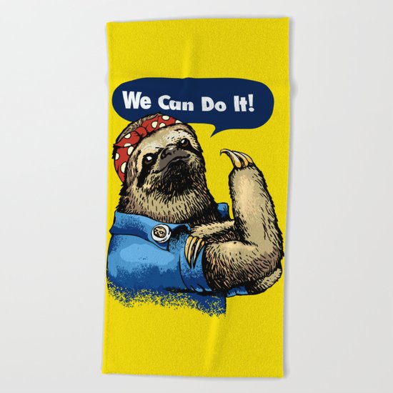 We Can Do It Sloth Beach Towel