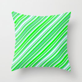 [ Thumbnail: Lime, Aquamarine, and Light Cyan Colored Lines Pattern Throw Pillow ]