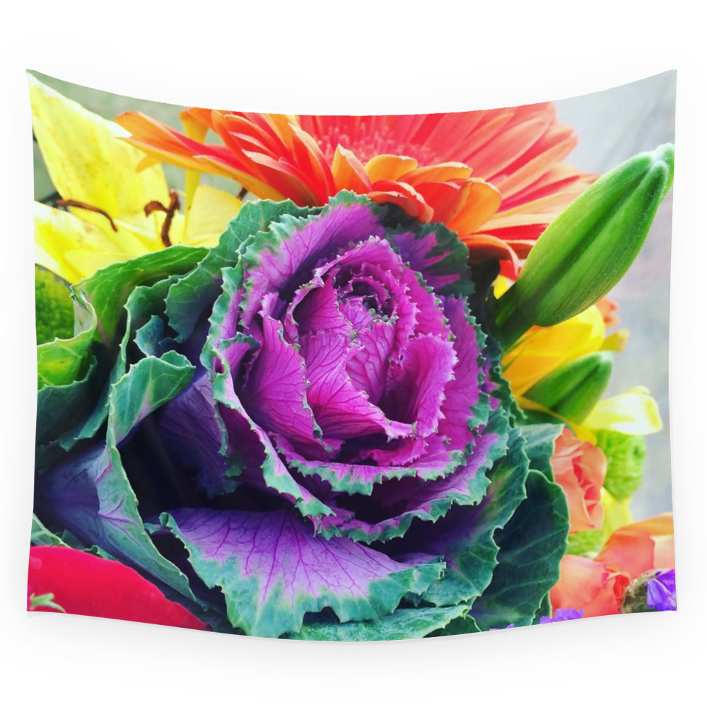 Kale Flowers Wall Tapestry by rmcgcreative