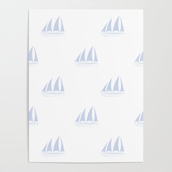 Pale Blue Sailboat Pattern Poster