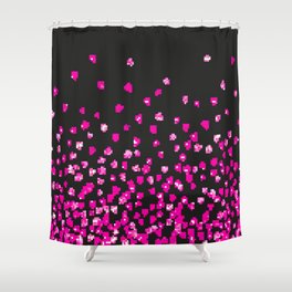 Valentines day heart with pink glitter sparkles. February 14th day. Vintage confetti, valentines day heart. Grunge hand drawn texture. Love theme Shower Curtain