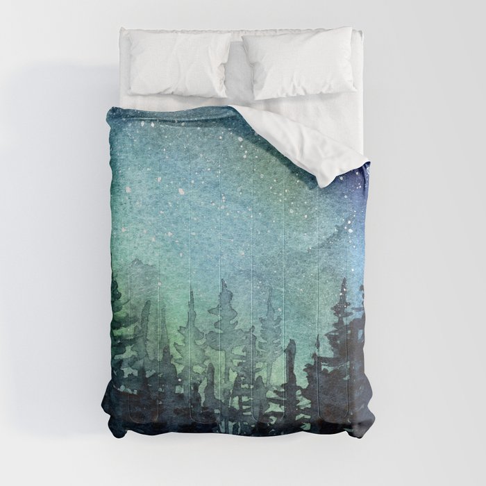 Winter Galaxy Forest Comforter