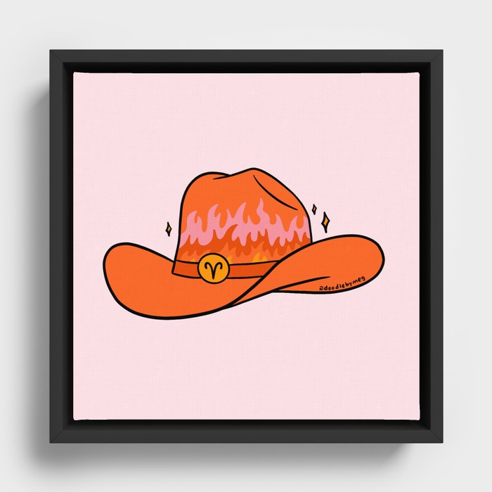 Aries Cowboy Hat Framed Canvas