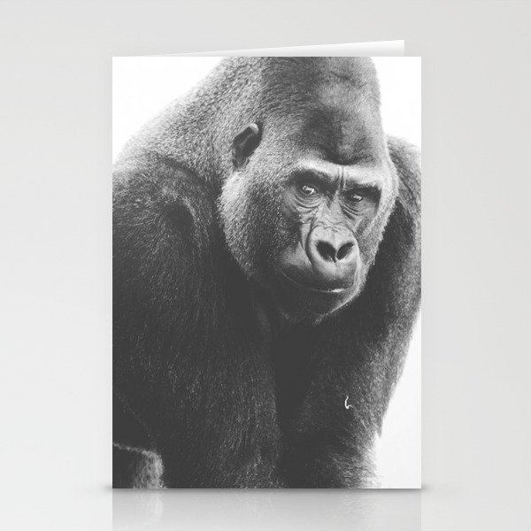 Silverback Gorilla (black + white) Stationery Cards