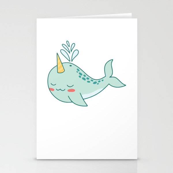 Narwhal Cute Whale Ocean Unicorn Kawaii Narwhals Stationery Cards