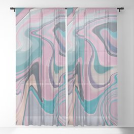 Purple and teal liquify marble Sheer Curtain