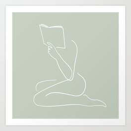 Reading Naked n.4 (pistachio) Art Print