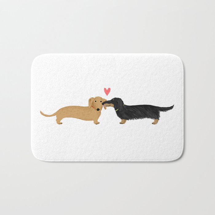 Cute Wiener Dogs with Heart | Dachshunds Love Bath Mat