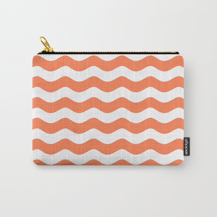 WAVES (CORAL & WHITE) Carry-All Pouch