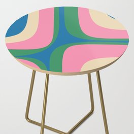 Retro Groove Colorful Minimalist Pink Blue Green Mustard Rainbow Pop Pattern Side Table