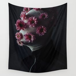 From pain springs life; male portrait with pink flowers color magical realism fantasy portrait photograph / photography Wall Tapestry