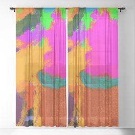 Muted Abstract Modern Clouds Pink Sheer Curtain