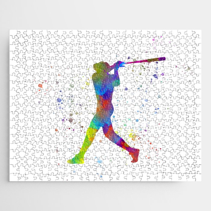 baseball player in watercolor Jigsaw Puzzle
