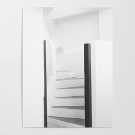Santorini Oia Stairs Black White #2 #wall #art #society6 Poster
