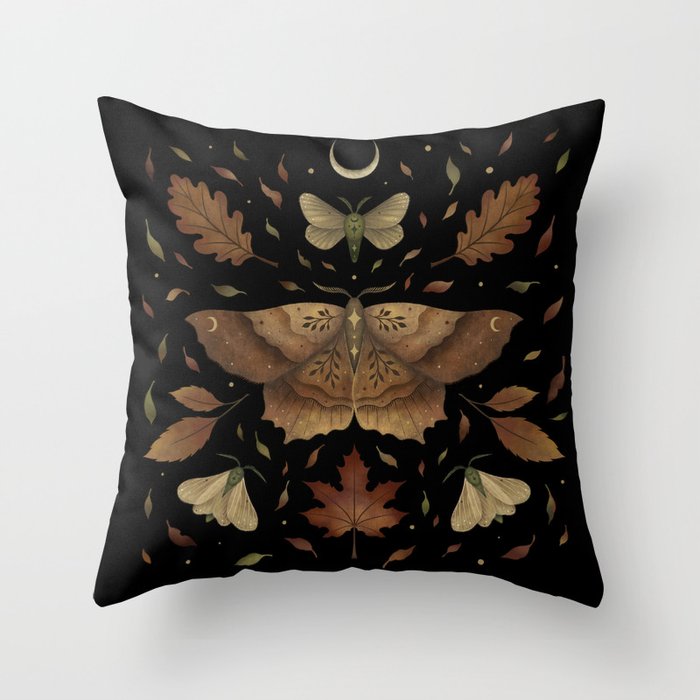 Autumn Moth Throw Pillow