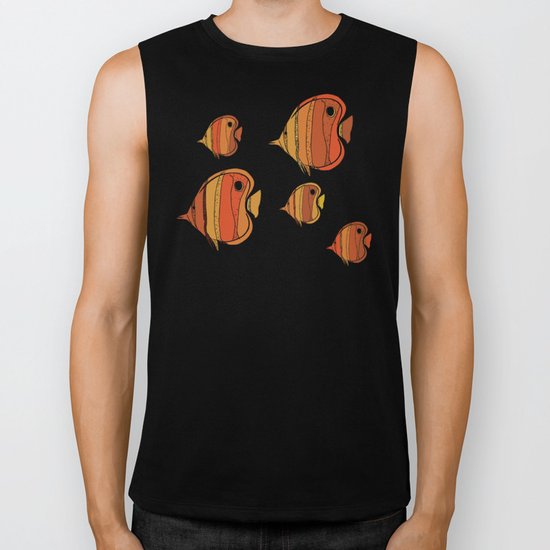 Orange Butterfly Fish Biker Tank