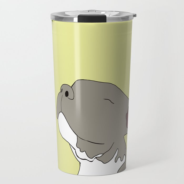 Sunny The Pitbull Puppy Travel Mug | Drawing, Digital, Pitbull, Pit-bull, Puppy, Dog, Cute, Adorable, Sweet-puppy, Grey-and-white