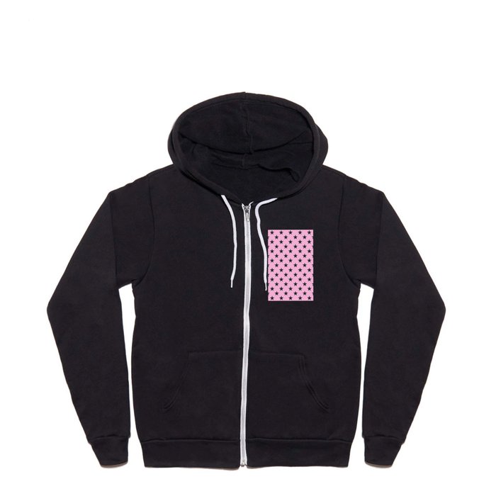 Stars (White & Pink Pattern) Full Zip Hoodie