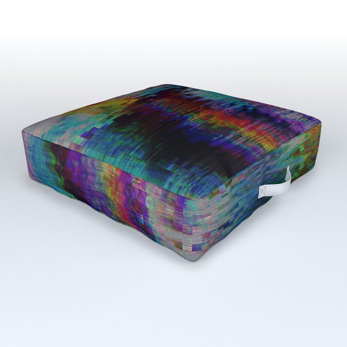 Magic blue night trance glitch Outdoor Floor Cushion