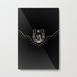 Good Fortune Gal - Black & White Metal Print | Minimalistdrawing, Retrowestern, Butterflies, Drawing, Curated, Western, Spacecowboy, Spacecowgirl, Blackandwhite, Cowboy 