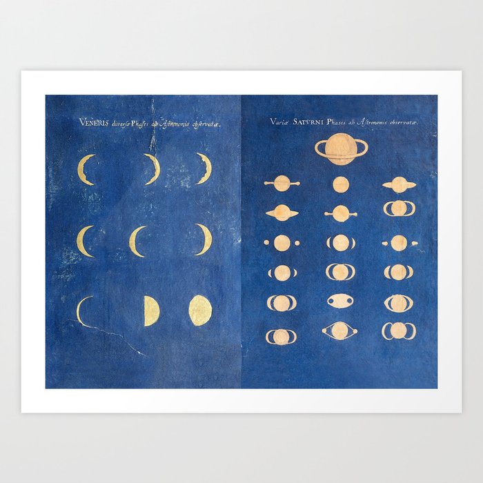 17th-Century Astronomical Art by Maria Clara Eimmart: Phases of Venus and Saturn Art Print