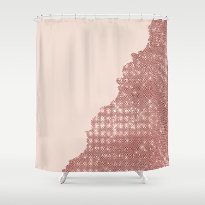Girly Modern Rose Gold Glitter Blush Pink Split Shower Curtain By Lafemmeart Society6 - Blush Pink Glitter Shower Curtain