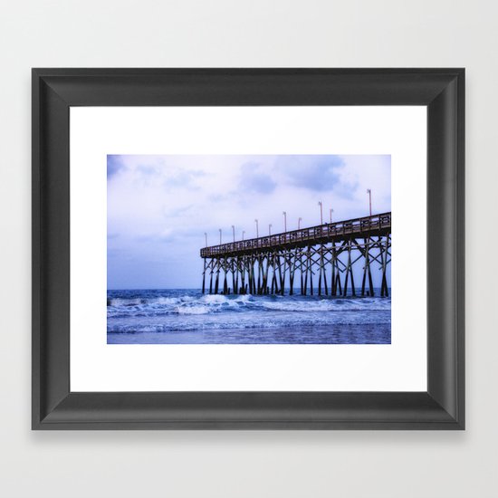 Waves against the Pier Framed Art Print