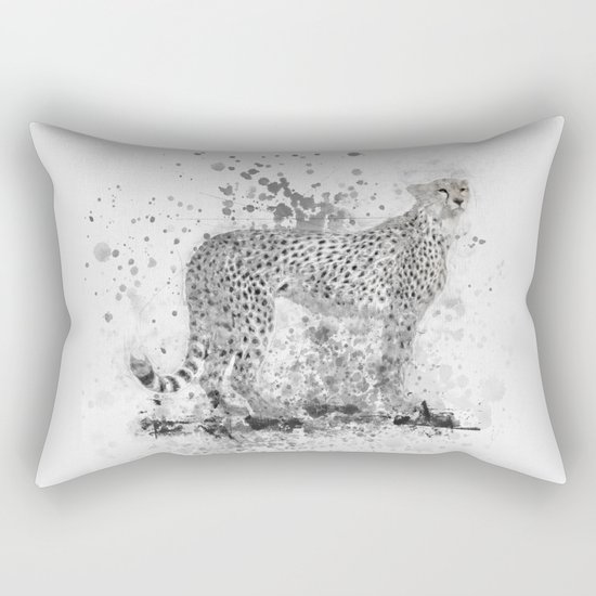 Cheetah in Black and White Rectangular Pillow